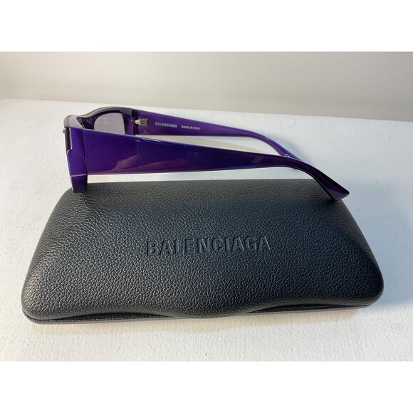 Balenciaga 'Shield' Purple Acetate Rectangular Sunglasses Size OS - Picture 4 of 5